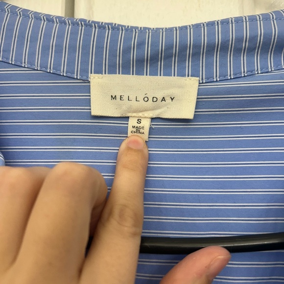 Blue Cap Sleeve Shirt Dress - Picture 5 of 8